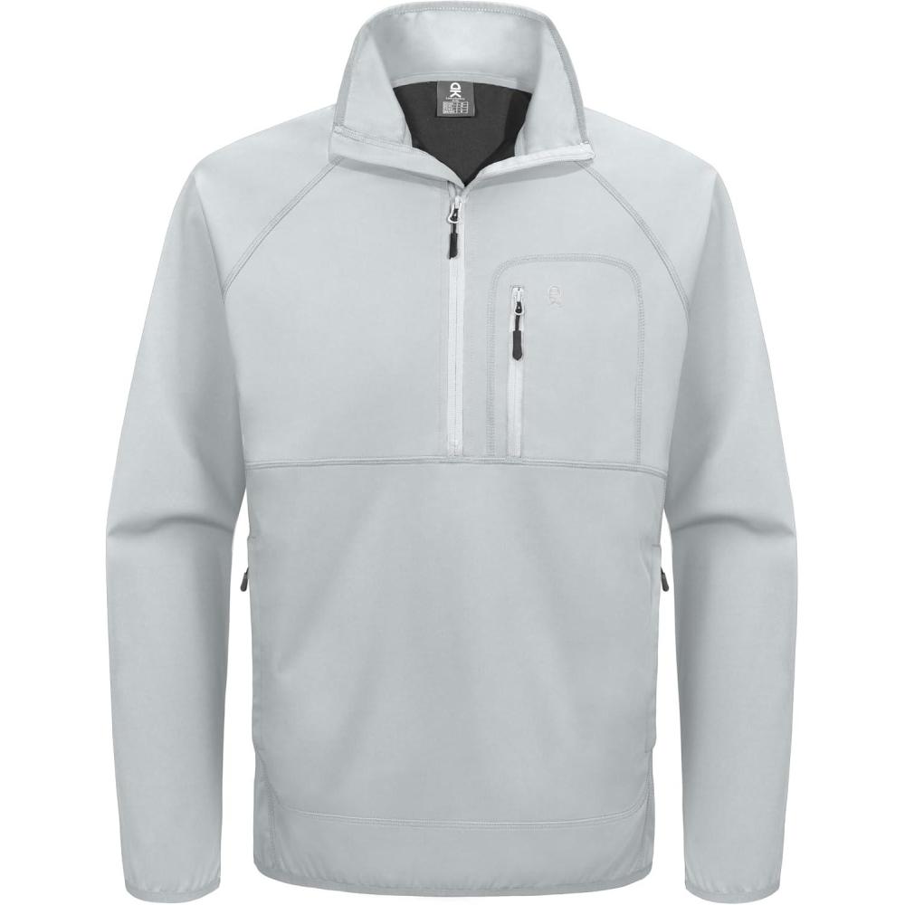 imageLittle Donkey Andy Mens Golf Pullover 14 Zip Sweatshirts Waterproof Windbreak Quarter Zip Golf Jacket with 3 PocketsWhite