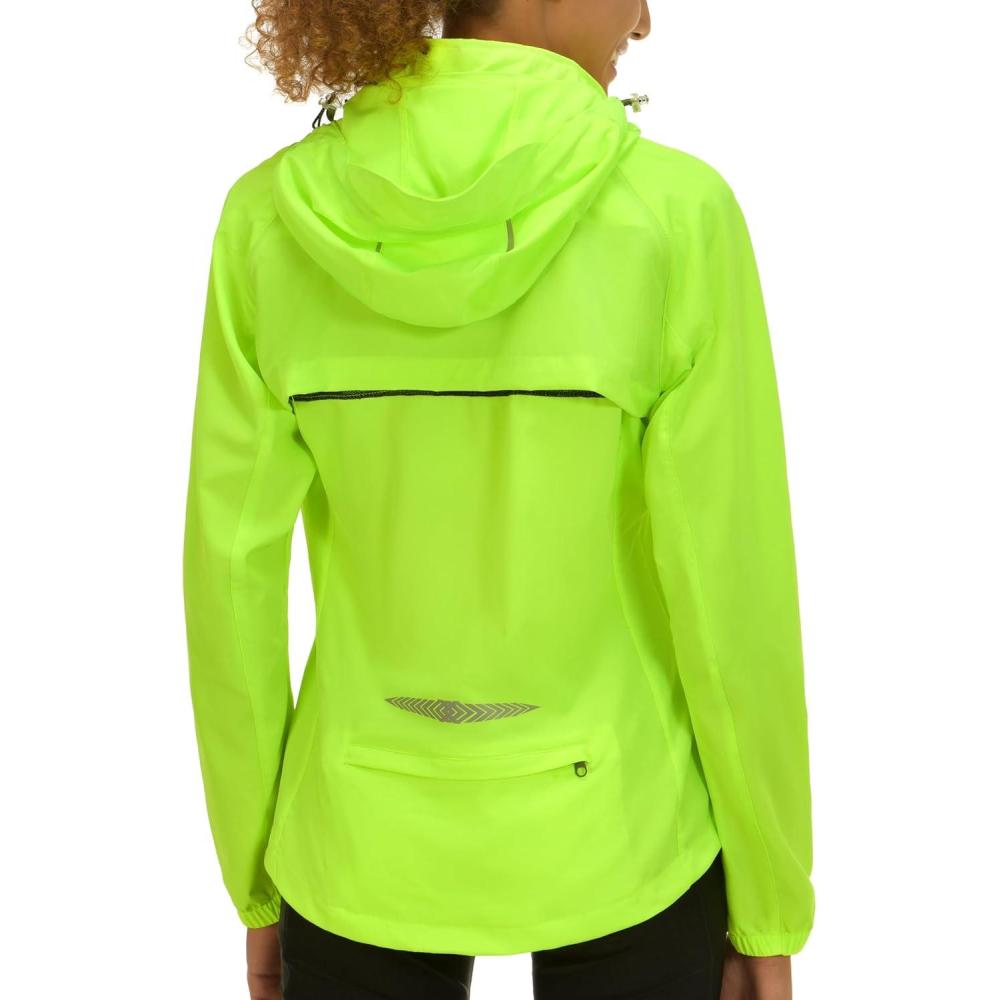 imageLittle Donkey Andy Womens Lightweight Waterproof Cycling Jacket with Removable Sleeves amp Hood for Biking Running GolfFluorescent Yellow