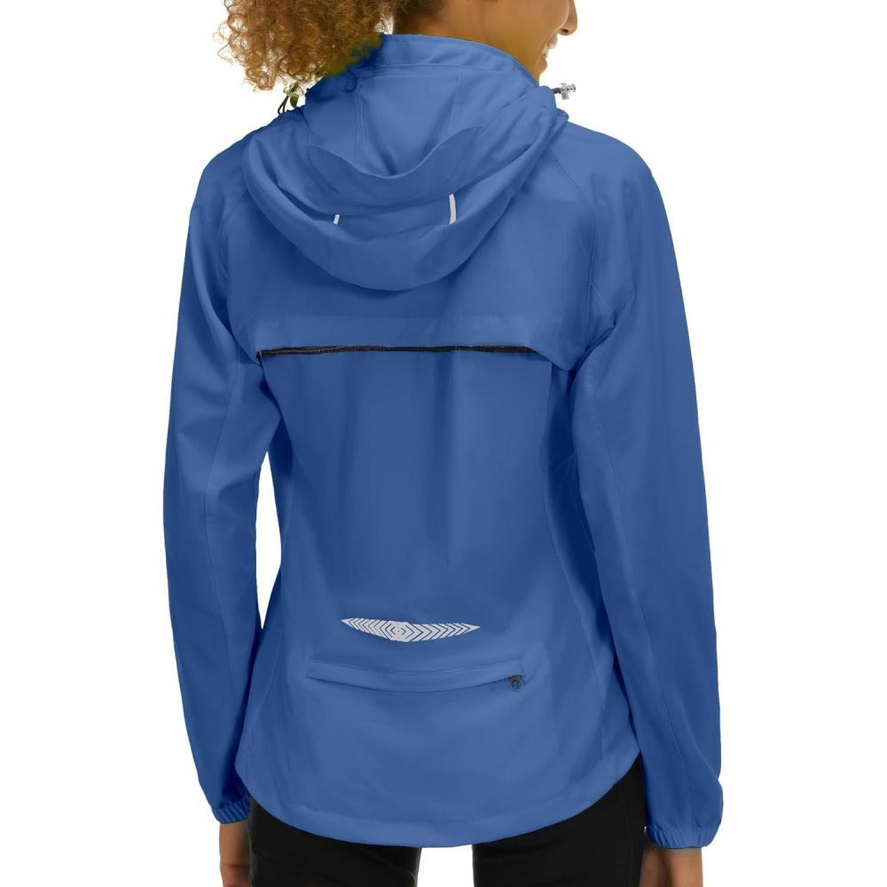 imageLittle Donkey Andy Womens Lightweight Waterproof Cycling Jacket with Removable Sleeves amp Hood for Biking Running GolfNavy Blue