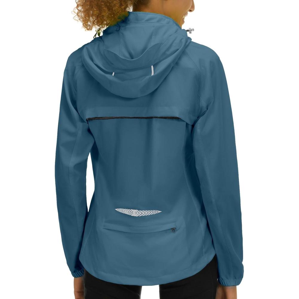 imageLittle Donkey Andy Womens Lightweight Waterproof Cycling Jacket with Removable Sleeves amp Hood for Biking Running GolfSlate Blue