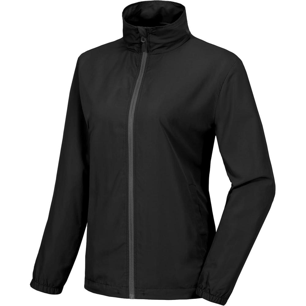 imageLittle Donkey Andy Womens Lightweight Windbreaker Jacket Breathable Windproof Jacket Hiking Running Golf UPF50B1black