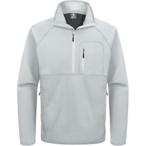Little Donkey Andy Men’s Golf Pullover 1/4 Zip Sweatshirts Waterproof Windbreak Quarter Zip Golf Jacket with 3 Pockets(White)