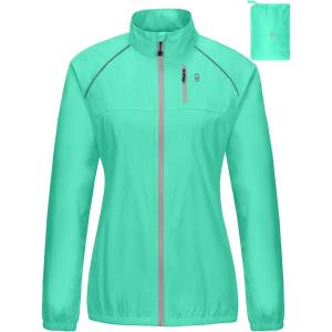 Little Donkey Andy Women’s Lightweight Rain Cycling Stretch Jacket with Hood, Windproof and Waterproof, Ultralight Packable(B9.upgrade-aqua Green)