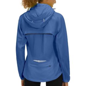 Little Donkey Andy Women’s Lightweight Waterproof Cycling Jacket with Removable Sleeves & Hood for Biking Running Golf(Navy Blue)