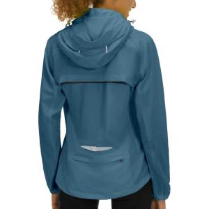 Little Donkey Andy Women’s Lightweight Waterproof Cycling Jacket with Removable Sleeves & Hood for Biking Running Golf(Slate Blue)