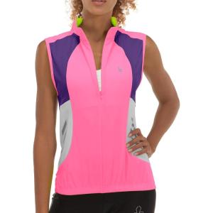 Little Donkey Andy Women’s Half Zip Breathable Cycling Vests Reflective Sleeveless Jerseys Shirts Golf 4 Rear Pockets(Upgraded Pink)