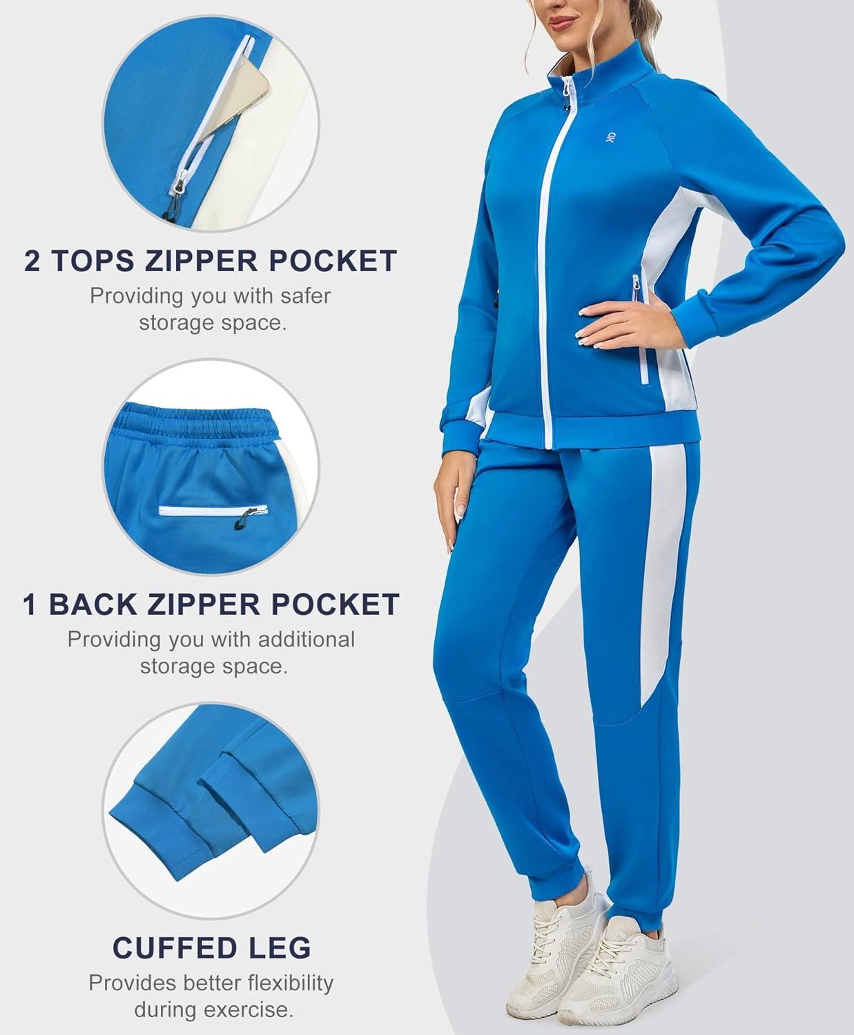 imageLittle Donkey Andy Womens Tracksuit Set 2 Piece Sweatsuit Outfits Long Sleeve Zip Up Lounge Jogger Set with Zipper PocketB1 Raglansky Blue