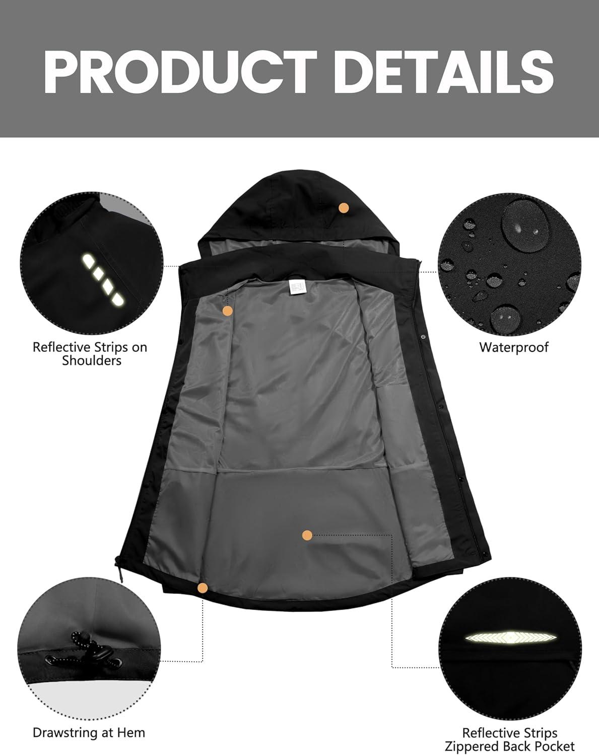 imageLittle Donkey Andy Mens Waterproof Cycling Vests with Hood Lightweight Reflective Stretch Vest for Cycling RunningBlack