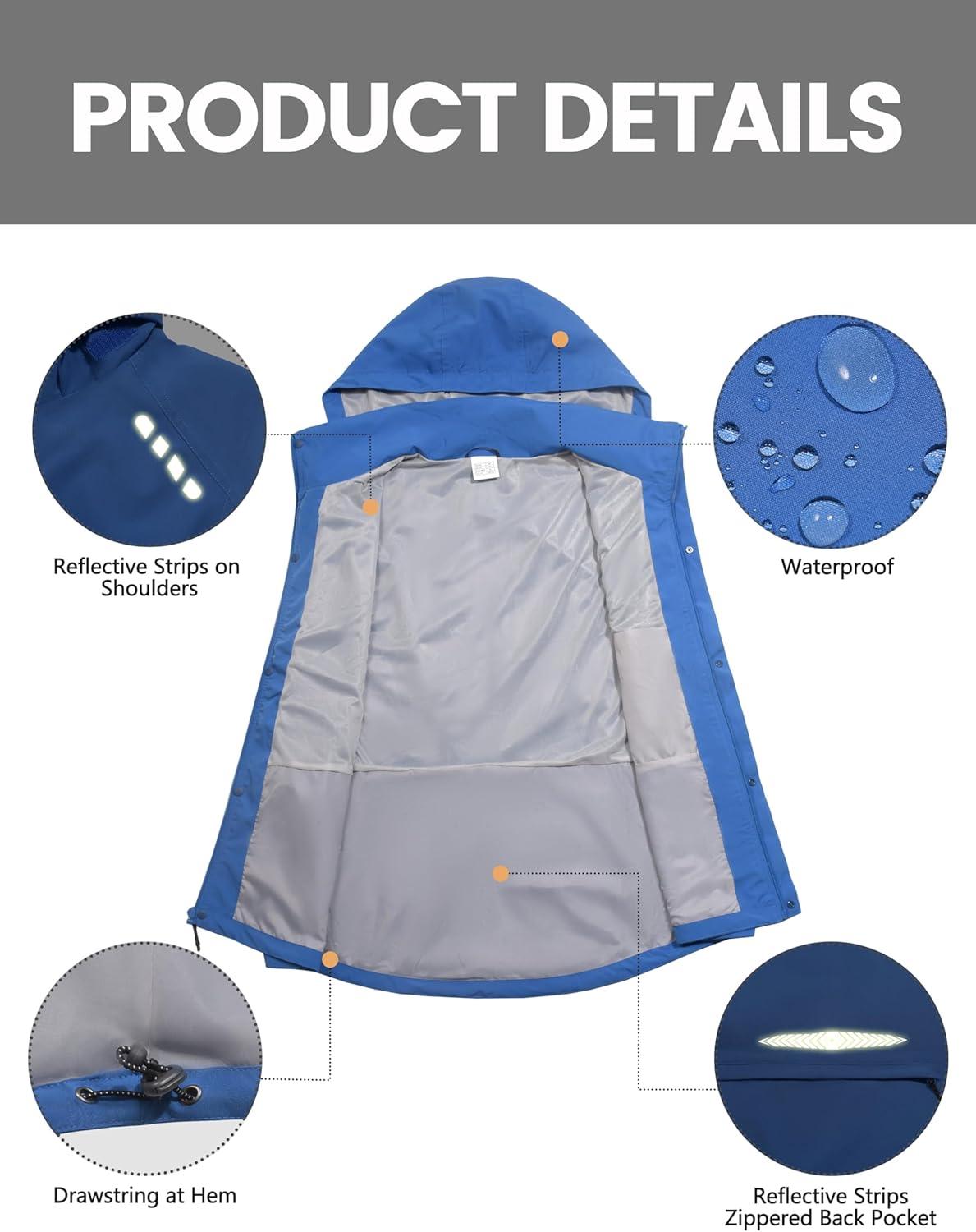 imageLittle Donkey Andy Mens Waterproof Cycling Vests with Hood Lightweight Reflective Stretch Vest for Cycling RunningBlue