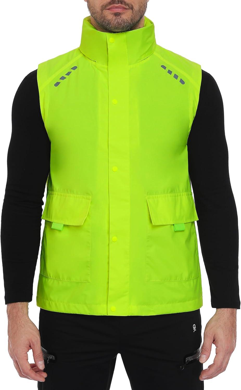 imageLittle Donkey Andy Mens Waterproof Cycling Vests with Hood Lightweight Reflective Stretch Vest for Cycling RunningFluorescent Yellow