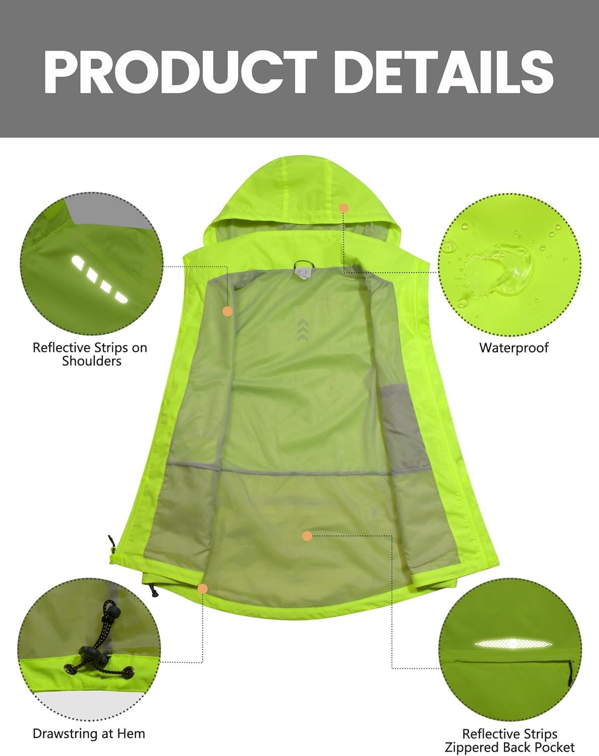 imageLittle Donkey Andy Mens Waterproof Cycling Vests with Hood Lightweight Reflective Stretch Vest for Cycling RunningFluorescent Yellow