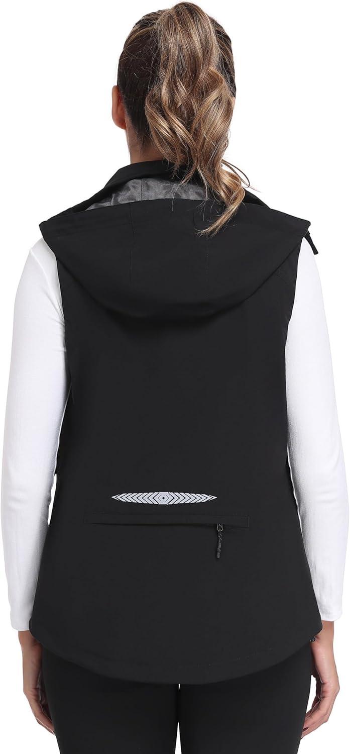 imageLittle Donkey Andy Womens Waterproof Cycling Vests with Hood Lightweight full Zip Reflective Stretch Jerseys for BikingBlack