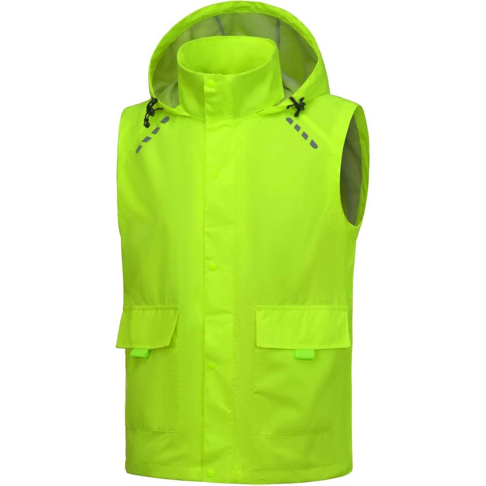 imageLittle Donkey Andy Mens Waterproof Cycling Vests with Hood Lightweight Reflective Stretch Vest for Cycling RunningFluorescent Yellow