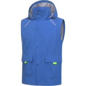 Little Donkey Andy Men’s Waterproof Cycling Vests with Hood, Lightweight Reflective Stretch Vest for Cycling, Running(Blue)