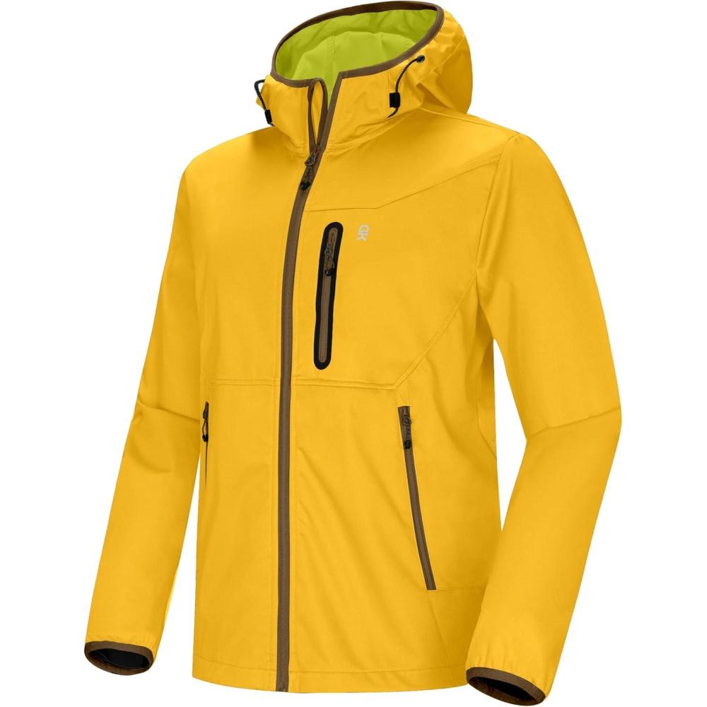 imageLittle Donkey Andy Mens Lightweight Hooded Softshell Jacket for Running Travel Hiking Windproof Outerwear Water RepellentFreesia