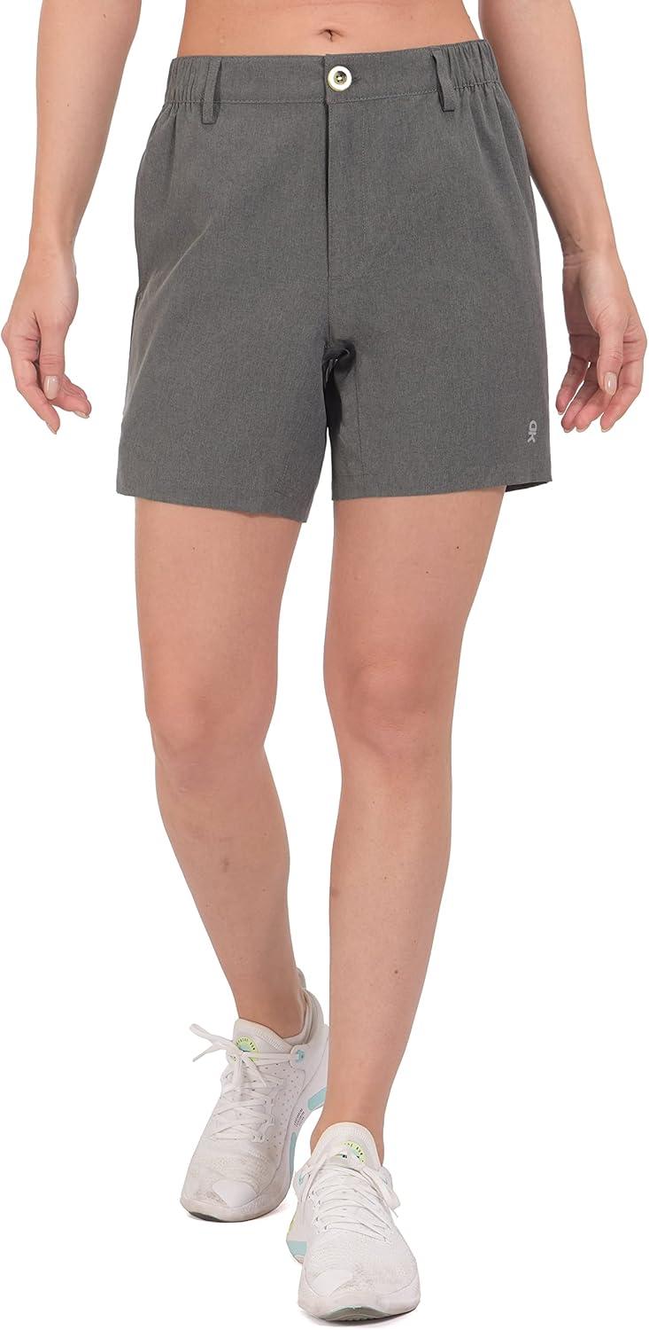 imageLittle Donkey Andy Womens Bermuda Quick Dry Lightweight Stretch Shorts Golf Hiking TravelCarbon Heather
