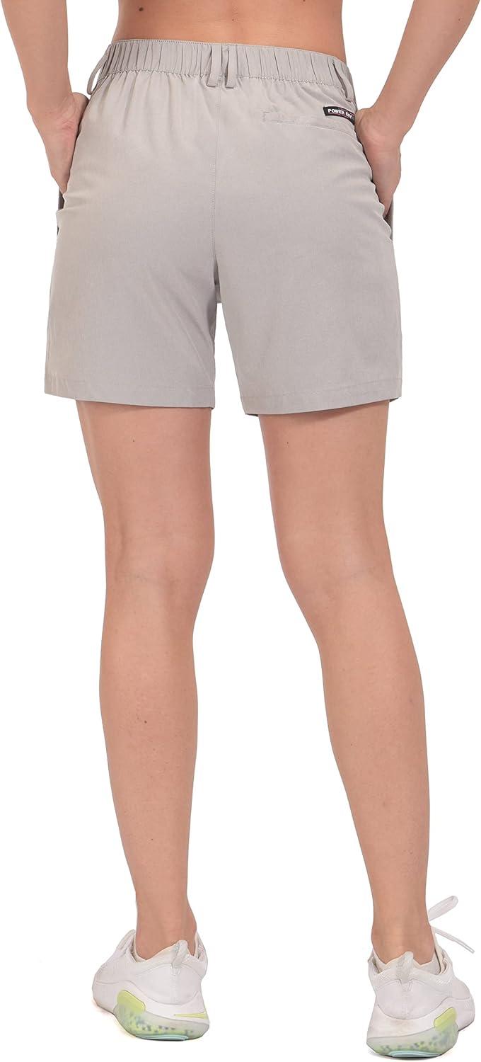 imageLittle Donkey Andy Womens Bermuda Quick Dry Lightweight Stretch Shorts Golf Hiking TravelLight Gray Heather