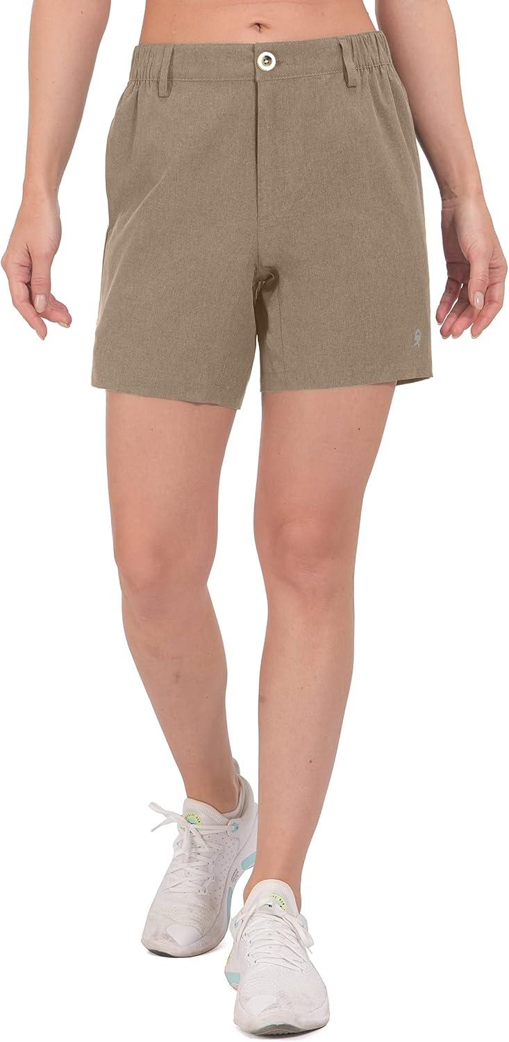 imageLittle Donkey Andy Womens Bermuda Quick Dry Lightweight Stretch Shorts Golf Hiking TravelOtter Heather