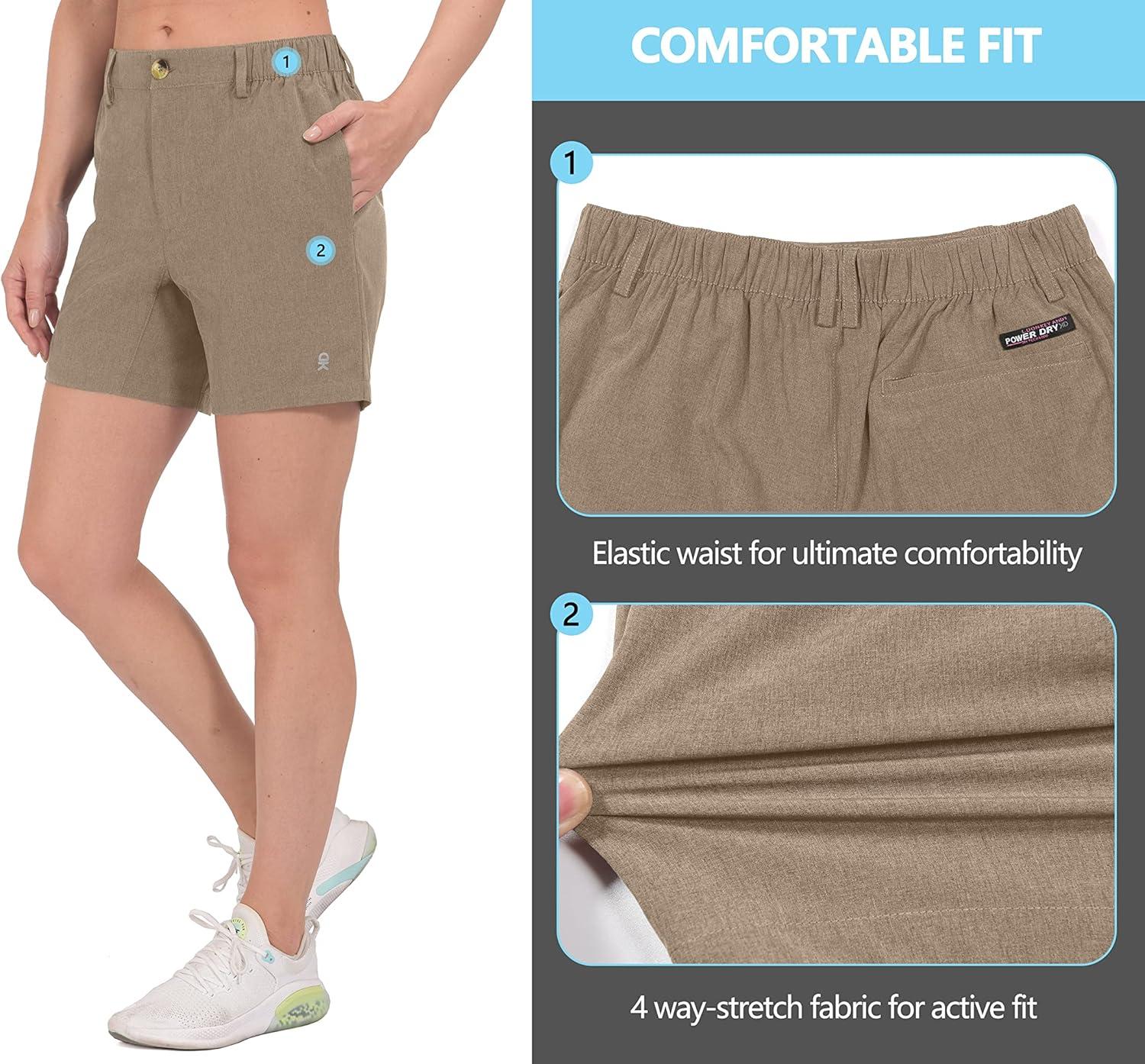 imageLittle Donkey Andy Womens Bermuda Quick Dry Lightweight Stretch Shorts Golf Hiking TravelOtter Heather