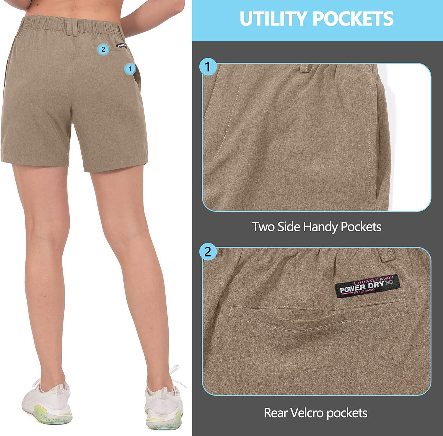 imageLittle Donkey Andy Womens Bermuda Quick Dry Lightweight Stretch Shorts Golf Hiking TravelOtter Heather