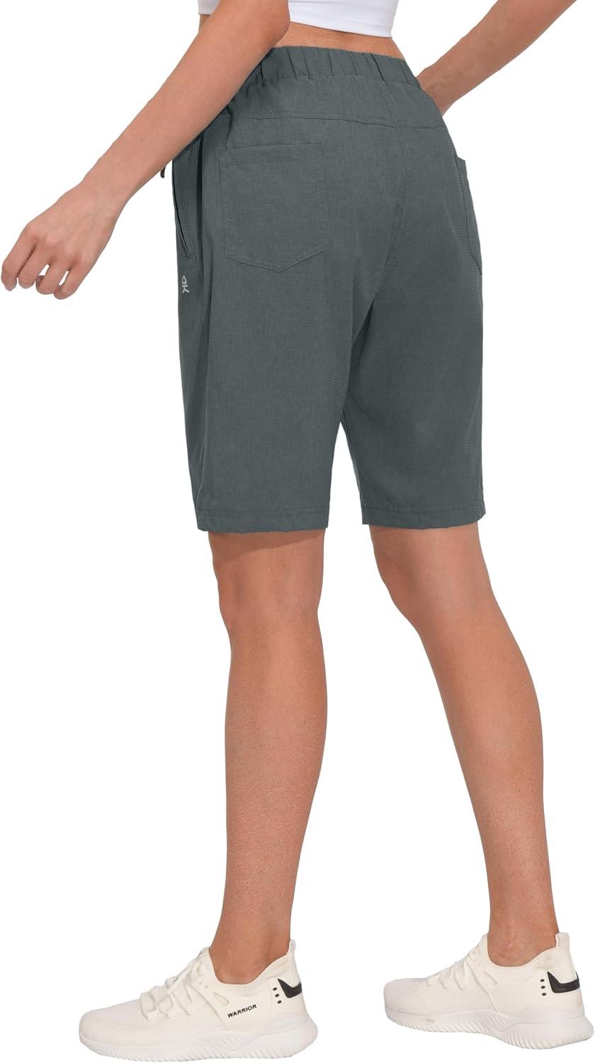 imageLittle Donkey Andy Womens Lightweight Breathable Hiking Shorts QuickDry Golf Shorts with Zipper Pockets AirHoles TechGray Heather