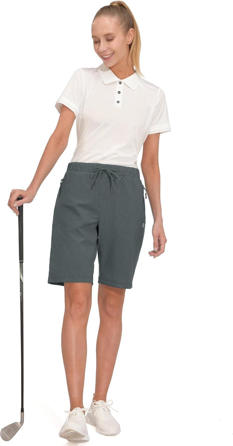 imageLittle Donkey Andy Womens Lightweight Breathable Hiking Shorts QuickDry Golf Shorts with Zipper Pockets AirHoles TechGray Heather