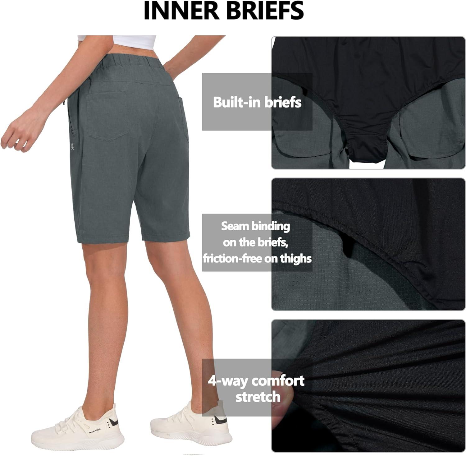 imageLittle Donkey Andy Womens Lightweight Breathable Hiking Shorts QuickDry Golf Shorts with Zipper Pockets AirHoles TechGray Heather
