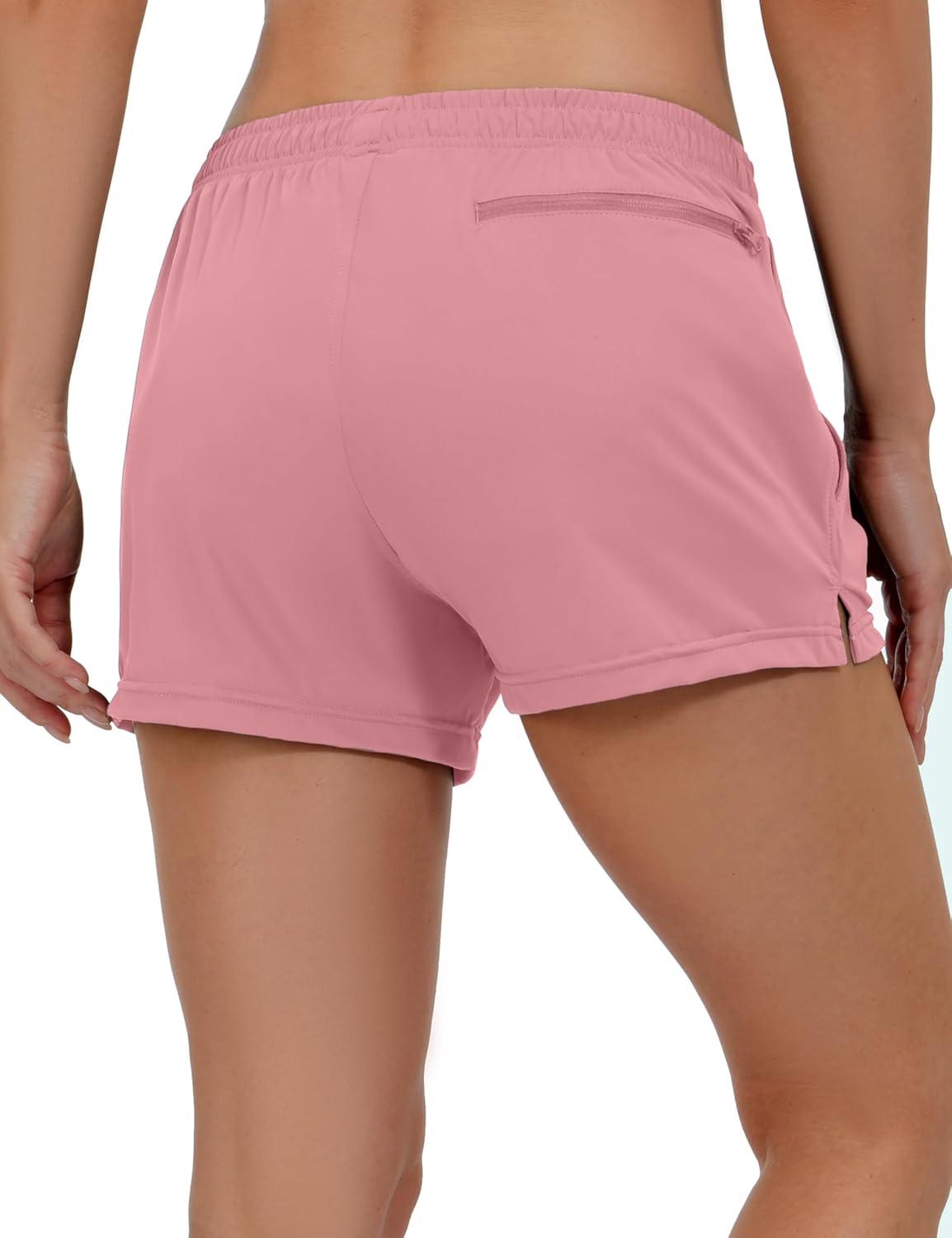 imageLittle Donkey Andy Womens Running ShortsQuick Dry Athletic Shorts Workout Sport Gym Shorts with PocketsUpgraded Pink
