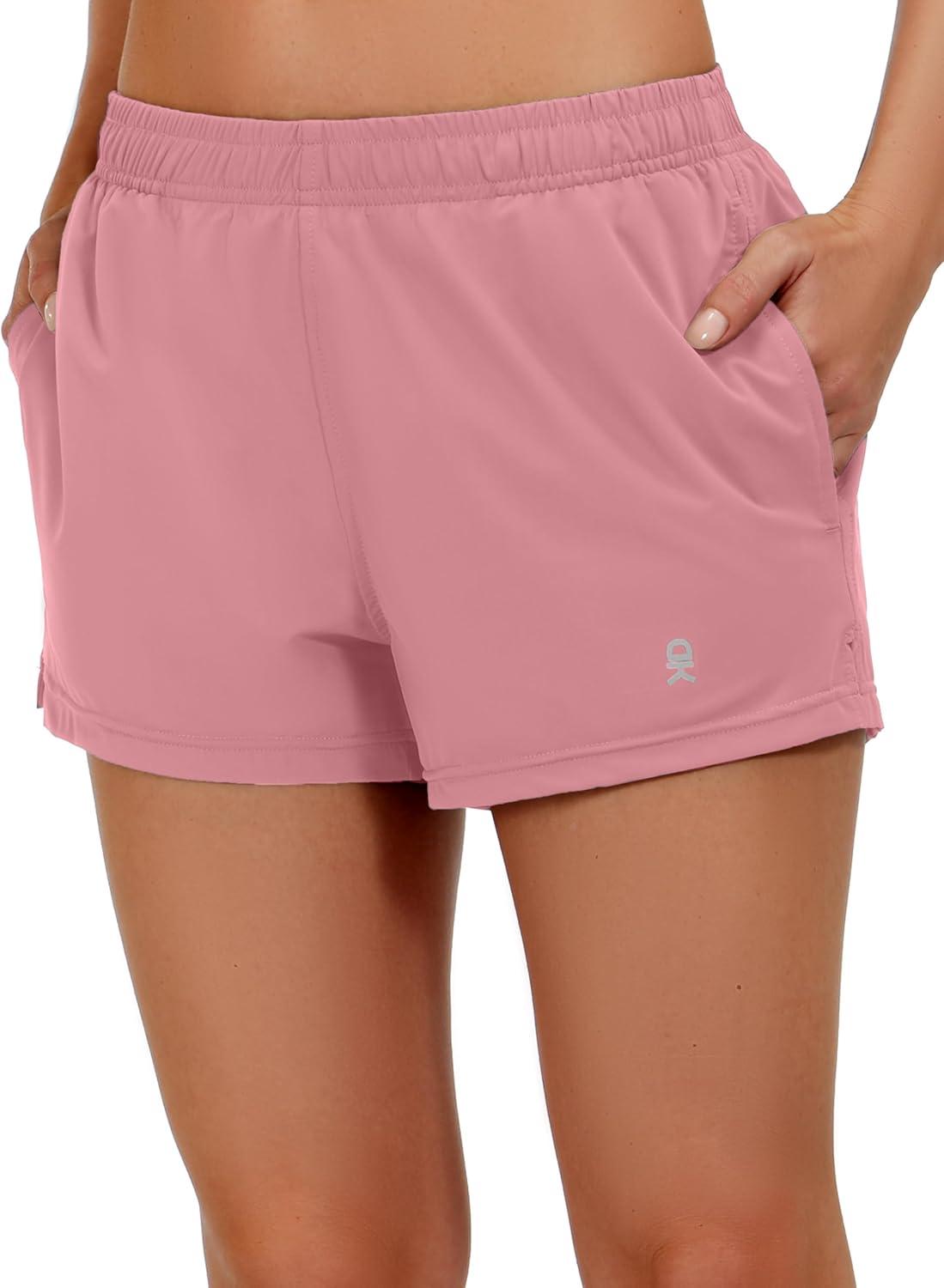 imageLittle Donkey Andy Womens Running ShortsQuick Dry Athletic Shorts Workout Sport Gym Shorts with PocketsUpgraded Pink
