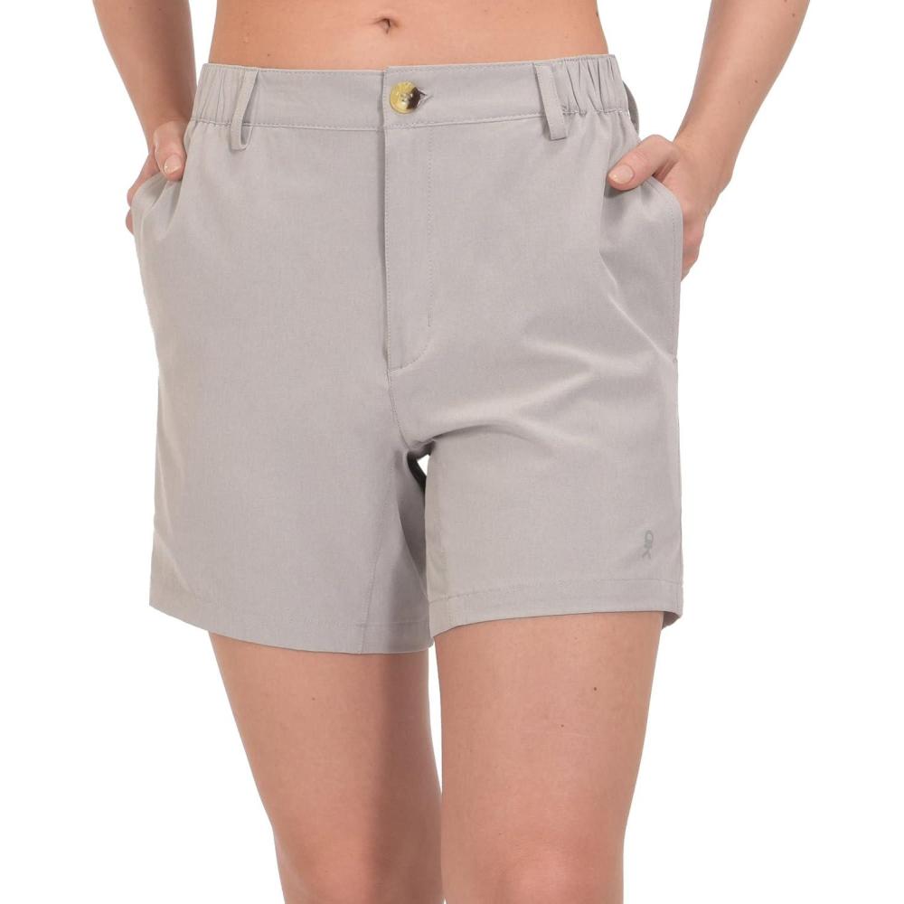 imageLittle Donkey Andy Womens Bermuda Quick Dry Lightweight Stretch Shorts Golf Hiking TravelLight Gray Heather