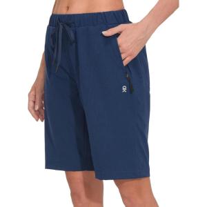Little Donkey Andy Women’s Lightweight Breathable Hiking Shorts, Quick-Dry Golf Shorts with Zipper Pockets, Air-Holes Tech(Dark Blue Heather)
