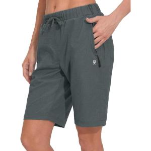 Little Donkey Andy Women’s Lightweight Breathable Hiking Shorts, Quick-Dry Golf Shorts with Zipper Pockets, Air-Holes Tech(Gray Heather)