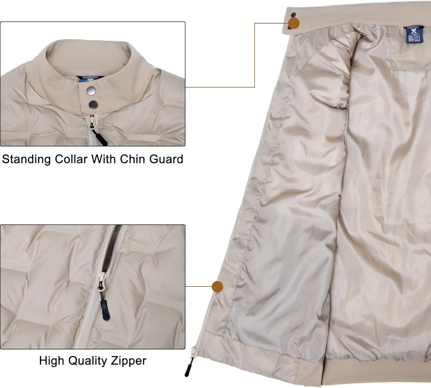 imageLittle Donkey Andy Mens Lightweight Puffer Vest Outdoor Windproof Sleeveless Jacket for Hiking Travel GolfBeige