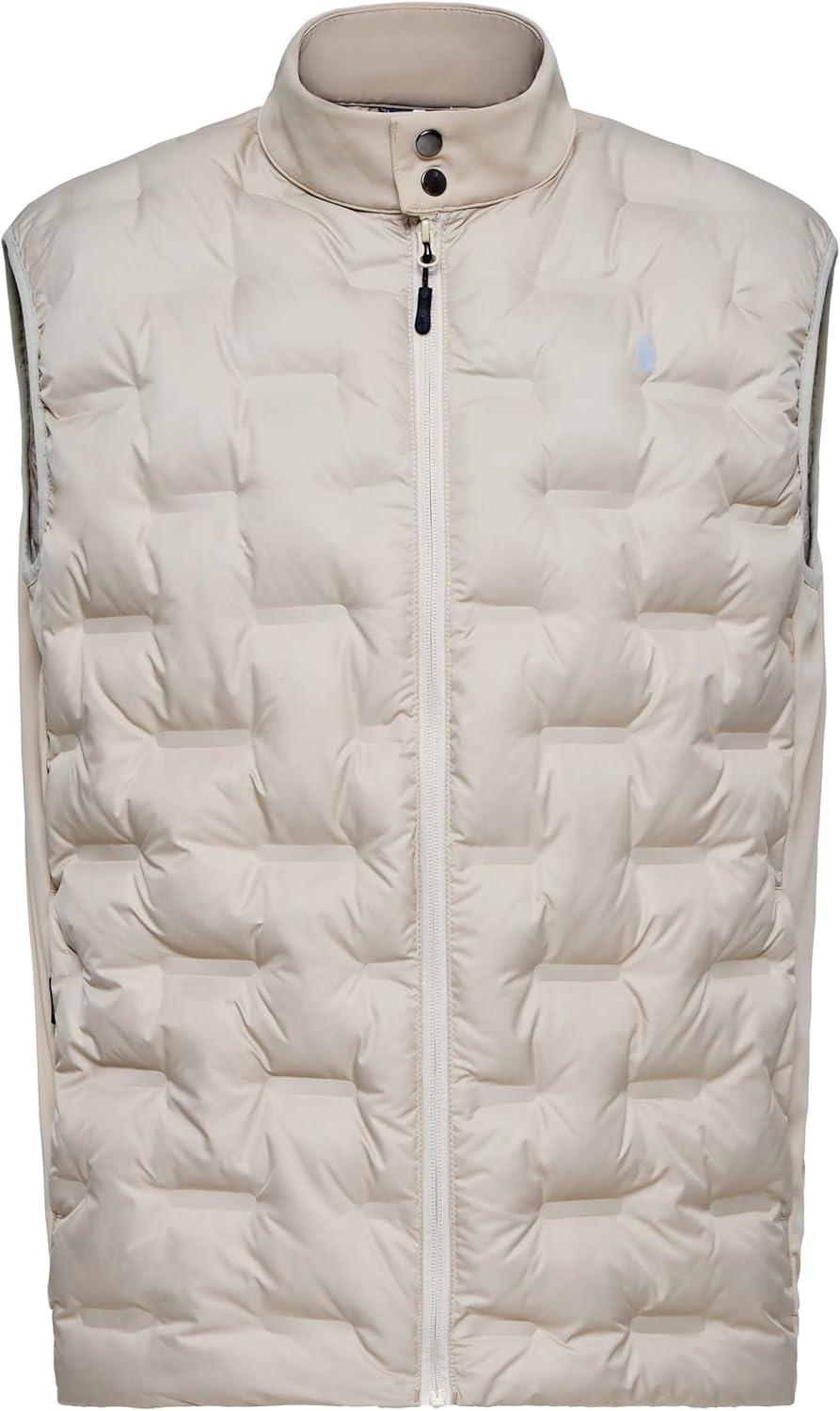 imageLittle Donkey Andy Mens Lightweight Puffer Vest Outdoor Windproof Sleeveless Jacket for Hiking Travel GolfBeige