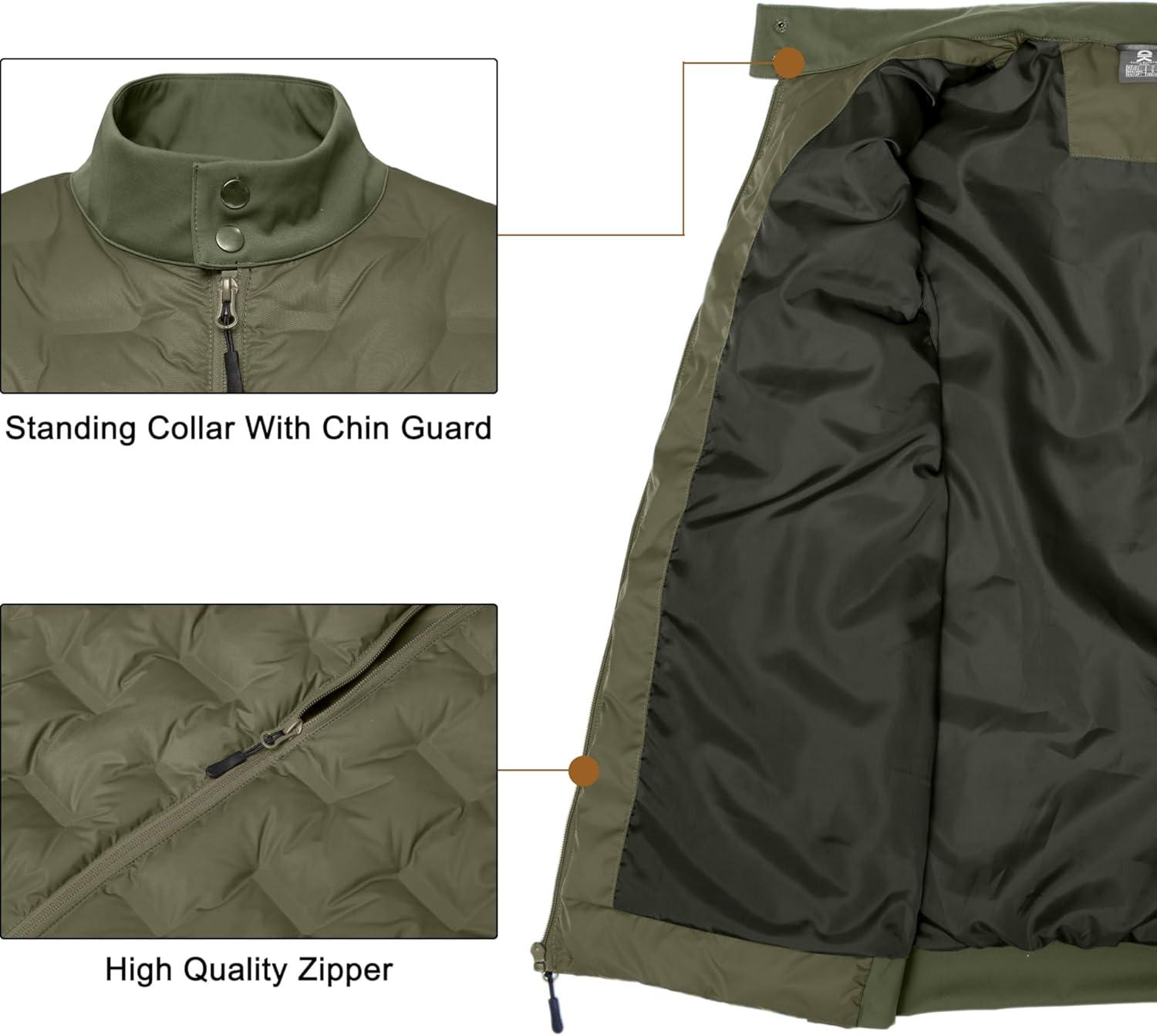 imageLittle Donkey Andy Mens Lightweight Puffer Vest Outdoor Windproof Sleeveless Jacket for Hiking Travel GolfOlive Green