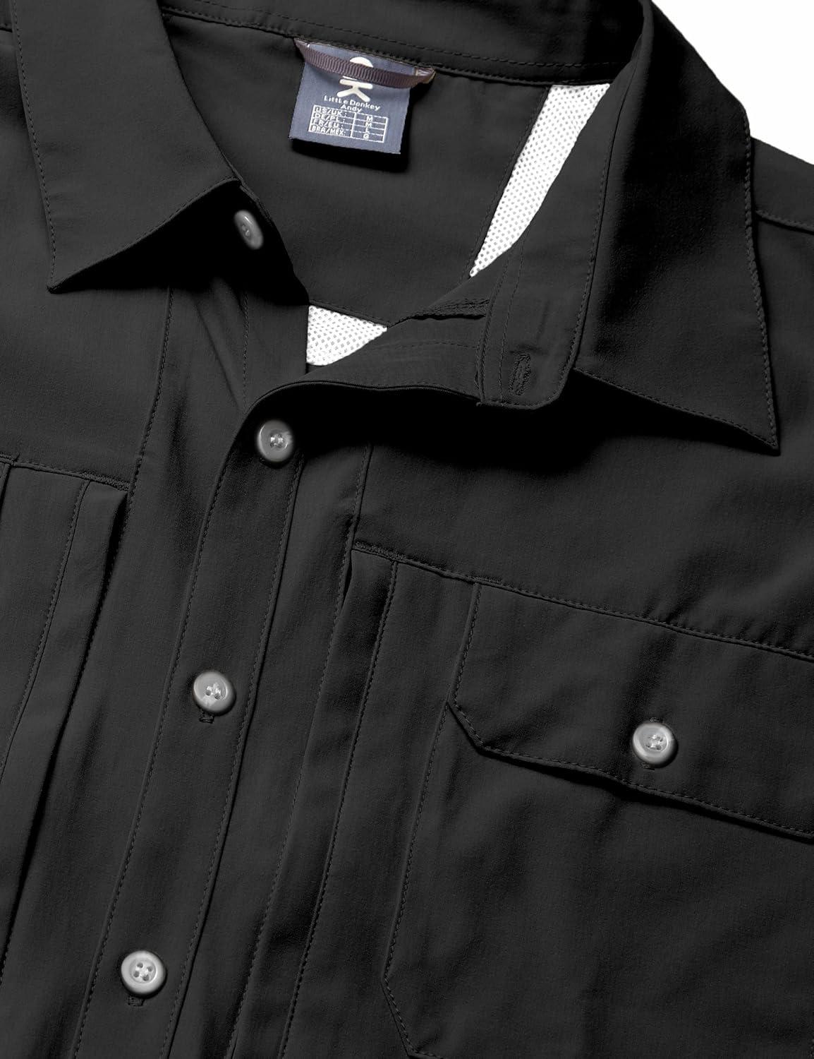imageLittle Donkey Andy Mens Lightweight Short Sleeve Shirt Quick Dry Stretch Shirt for Hiking Travel UPF50Upgraded Black