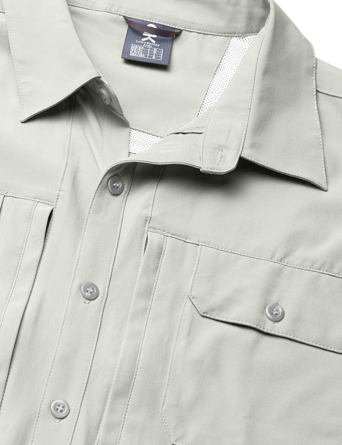 imageLittle Donkey Andy Mens Lightweight Short Sleeve Shirt Quick Dry Stretch Shirt for Hiking Travel UPF50Upgraded Light Gray
