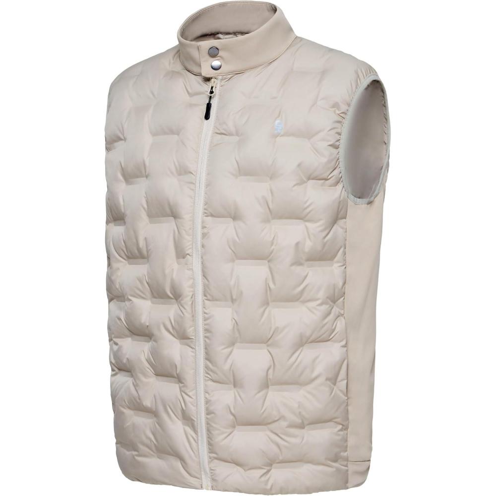 imageLittle Donkey Andy Mens Lightweight Puffer Vest Outdoor Windproof Sleeveless Jacket for Hiking Travel GolfBeige