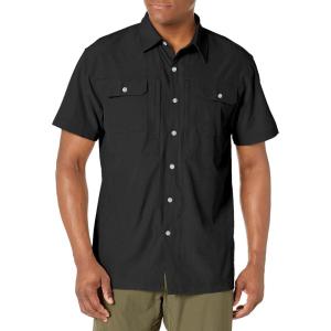Little Donkey Andy Men’s Lightweight Short Sleeve Shirt Quick Dry Stretch Shirt for Hiking Travel, UPF50(Upgraded Black)
