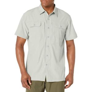 Little Donkey Andy Men’s Lightweight Short Sleeve Shirt Quick Dry Stretch Shirt for Hiking Travel, UPF50(Upgraded Light Gray)