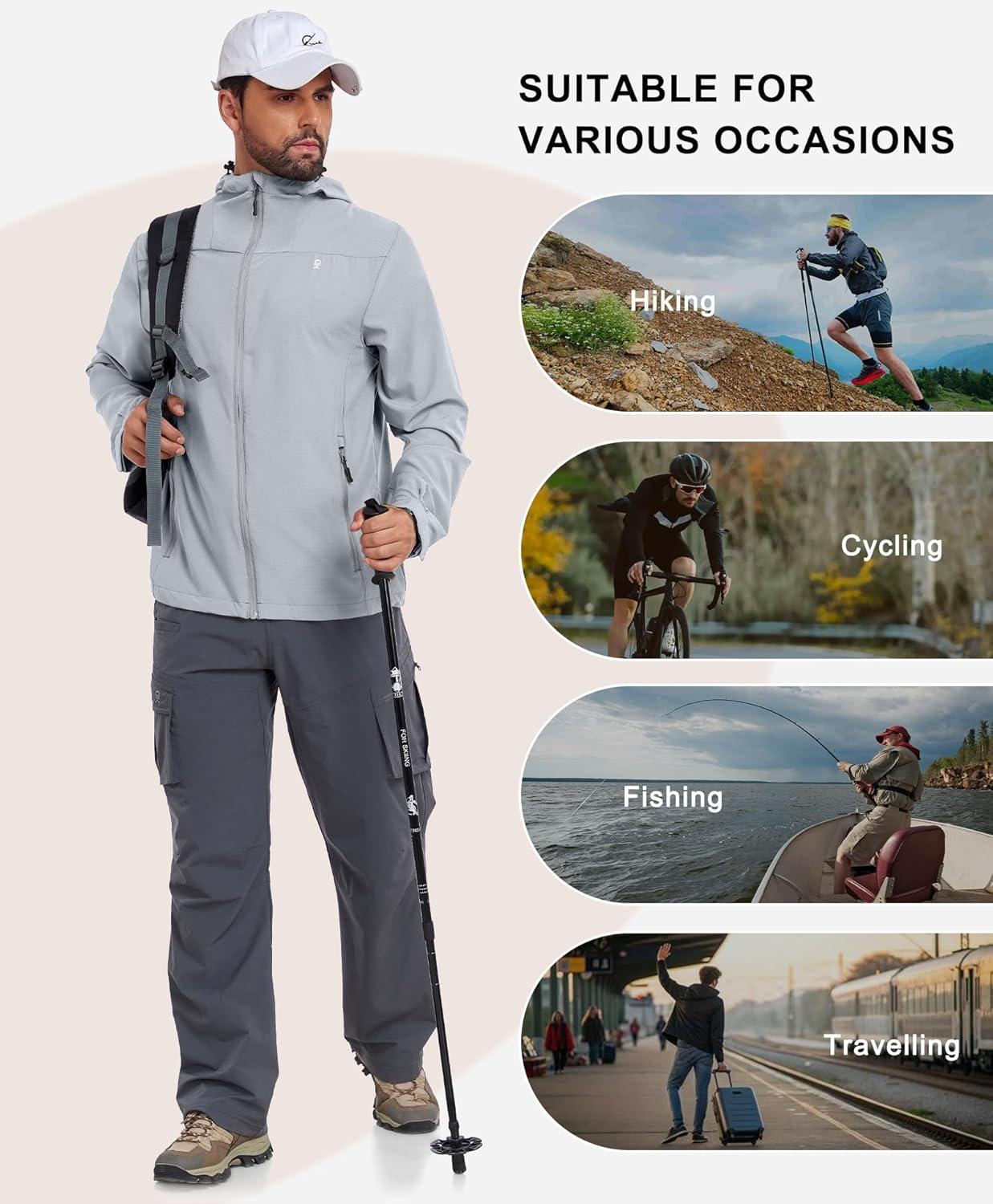 imageLittle Donkey Andy Mens Full Zip Hooded Lightweight Outdoor Jacket UPF Cooling Mesh Fabric Dry Fit for Golf Hiking FishingLight Grey
