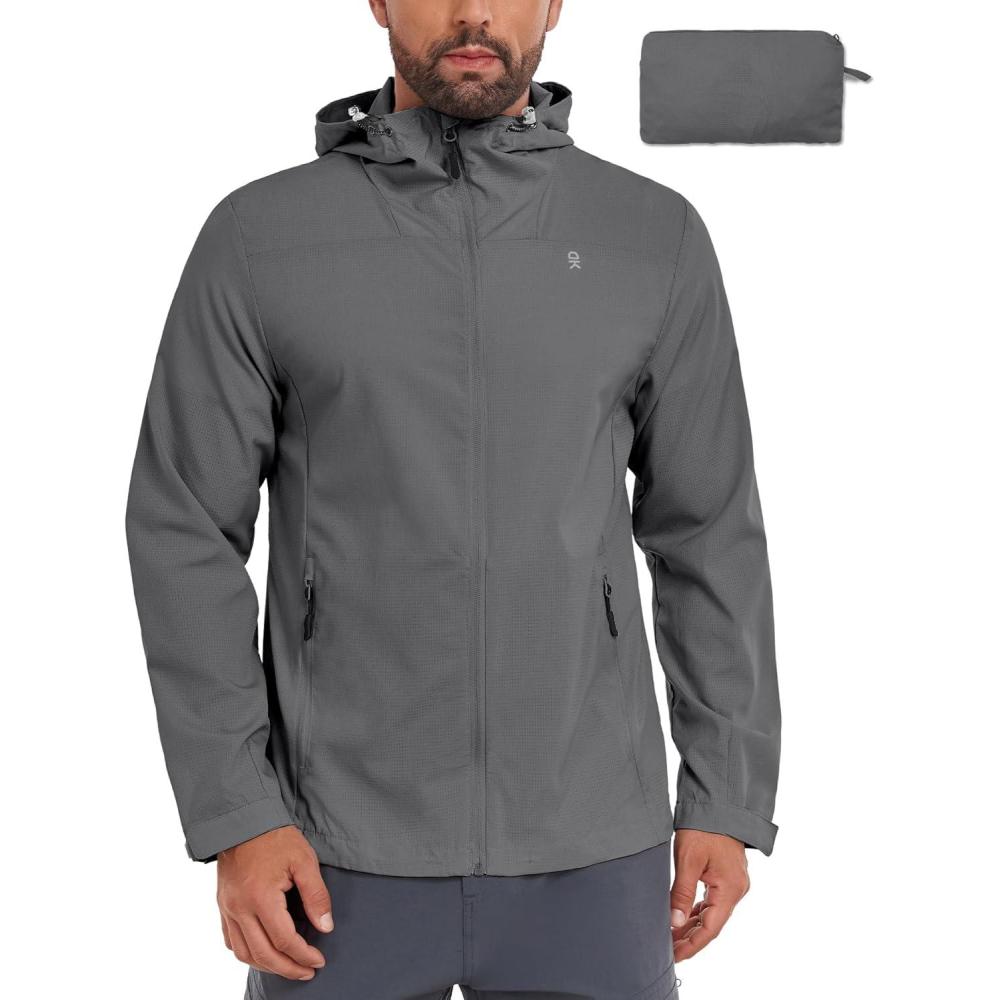 imageLittle Donkey Andy Mens Full Zip Hooded Lightweight Outdoor Jacket UPF Cooling Mesh Fabric Dry Fit for Golf Hiking FishingCastlerock