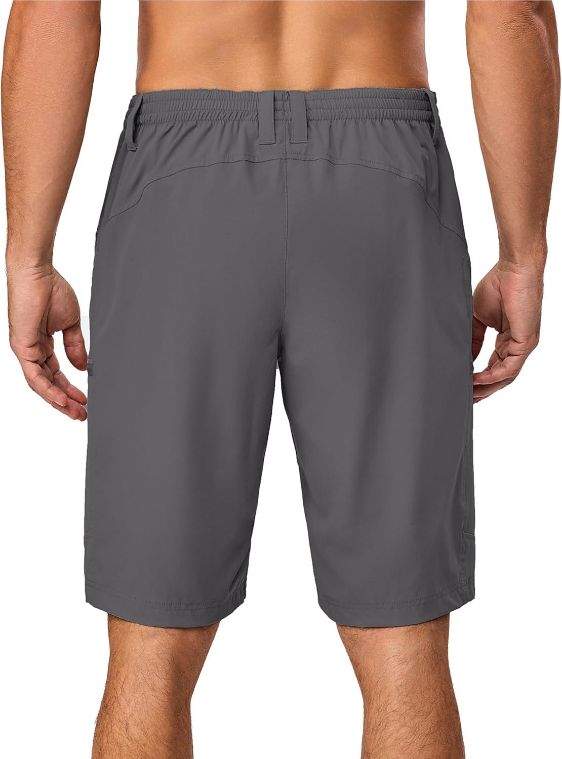 imageLittle Donkey Andy Mens Cargo Shorts Quick Dry Hiking Shorts for Men Camping Travel Golf with 4 Zipper PocketsUpgraded All Grey