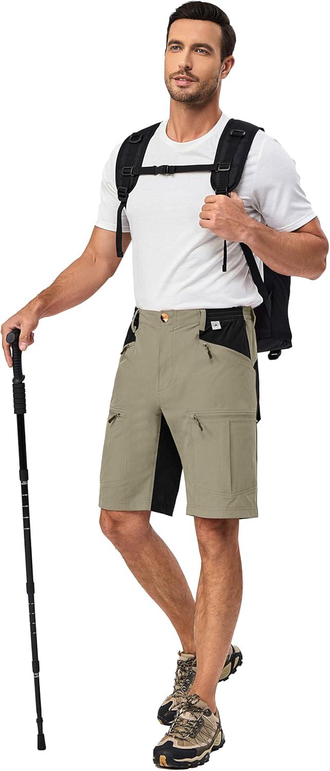 imageLittle Donkey Andy Mens Cargo Shorts Quick Dry Hiking Shorts for Men Camping Travel Golf with 4 Zipper PocketsUpgraded Dark Khaki