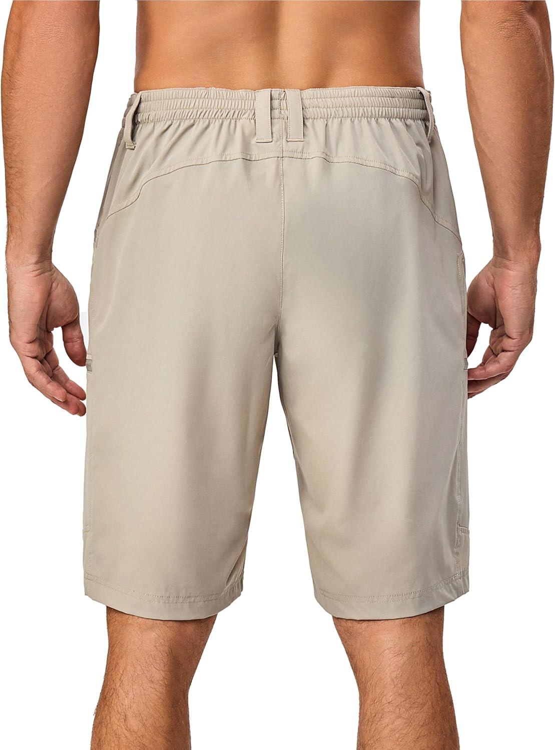 imageLittle Donkey Andy Mens Cargo Shorts Quick Dry Hiking Shorts for Men Camping Travel Golf with 4 Zipper PocketsUpgraded Light Khaki