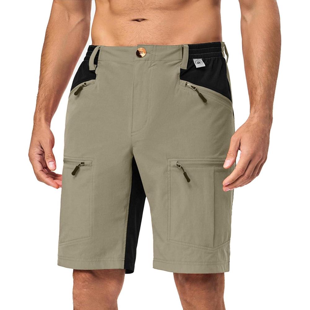 imageLittle Donkey Andy Mens Cargo Shorts Quick Dry Hiking Shorts for Men Camping Travel Golf with 4 Zipper PocketsUpgraded Dark Khaki