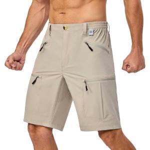 Little Donkey Andy Men’s Cargo Shorts Quick Dry Hiking Shorts for Men Camping Travel Golf with 4 Zipper Pockets(Upgraded Light Khaki)