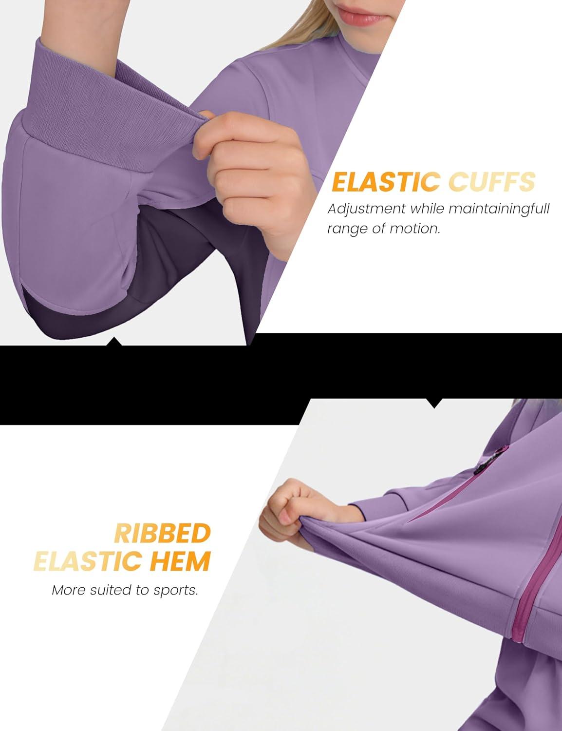 imageLittle Donkey Andy Girls Athletic Tracksuits 2 Piece Outfits Zip Up Hoodie Sweatshirt and Pants Sweat Suits SetPurple
