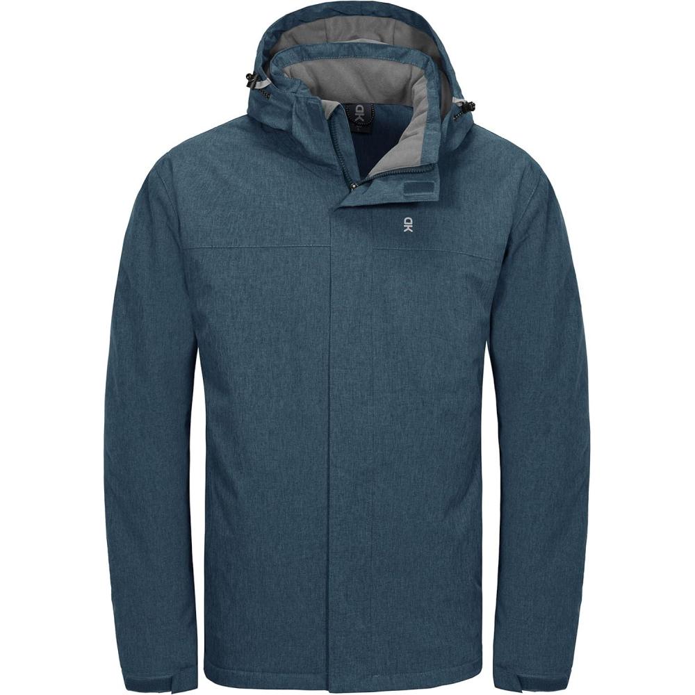imageLittle Donkey Andy Mens Waterproof Ski Snowboarding Jacket Windproof Warm Coat with Detachable HoodFaience Heather