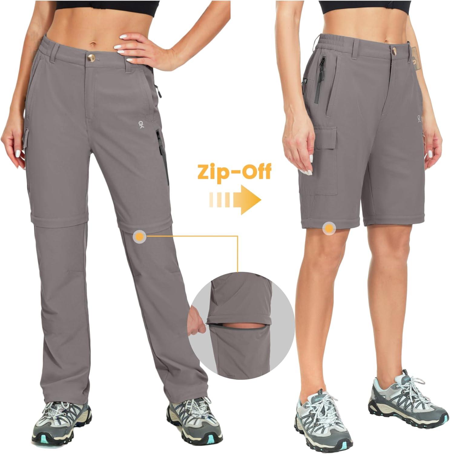 imageLittle Donkey Andy Womens Convertible Hiking Pants ZipOff Quick DryLightweight Outdoor Pants with 7 Deep PocketsGray